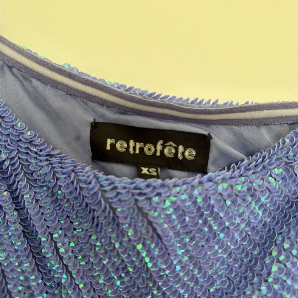 Retrofete Ella Sequin Mini Dress - Teal Rainbow - Picture 6 of 6